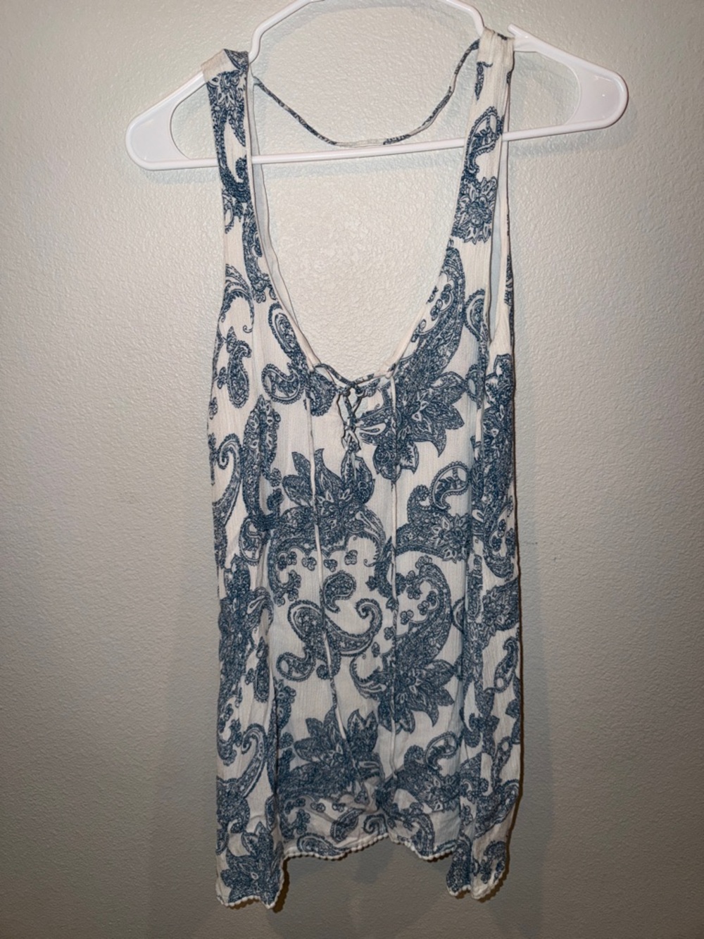 Tobi White Mini Dress with Blue Paisley Print